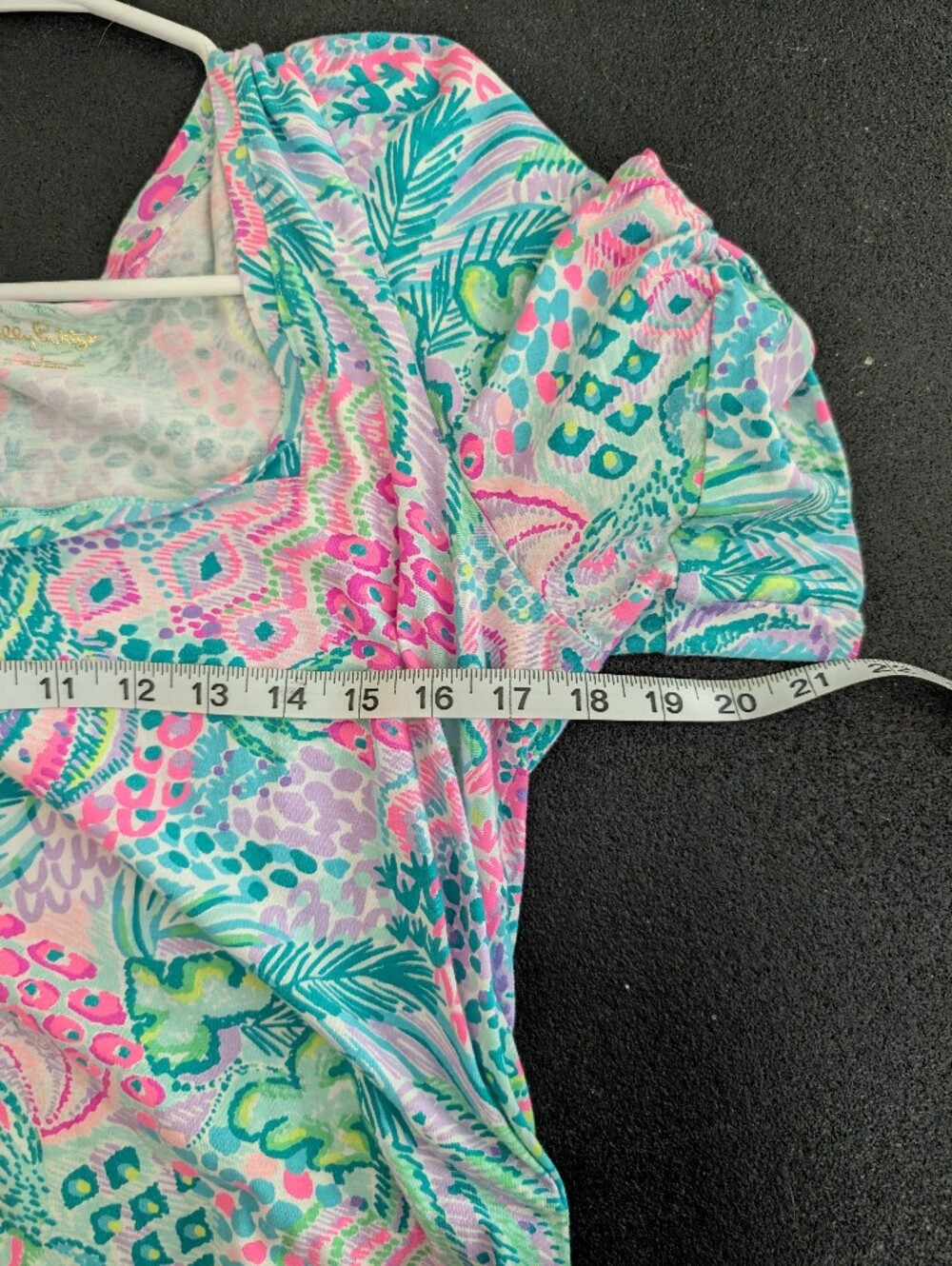 Lilly Pulitzer Pastel Floral Puff Sleeve Dress - Pink & Aqua Size L - Picture 6 of 6